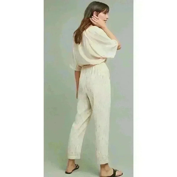 Anthropologie Feather Bone Soleil Belted Jumpsuit in Ivory Size SMALL - Picture 9 of 9
